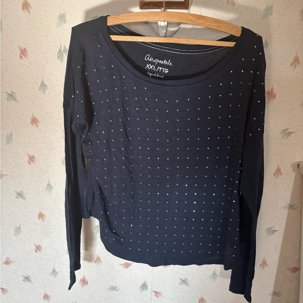 Aeropostale Blue Embellished Blouse